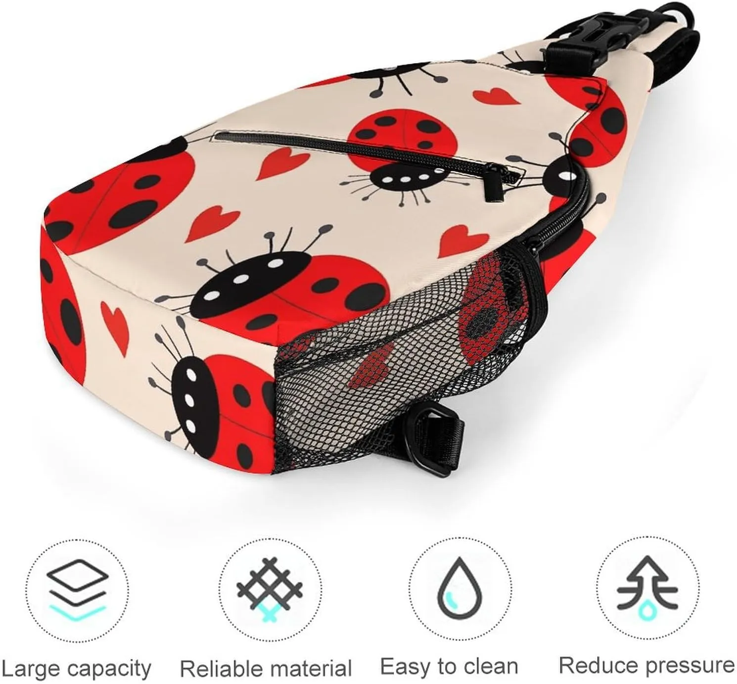 Lightweight Chest Bag Crossbody Bag Ladybug Sling Backpack for Women Men Sports Travel