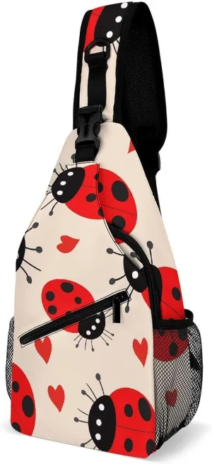 Lightweight Chest Bag Crossbody Bag Ladybug Sling Backpack for Women Men Sports Travel