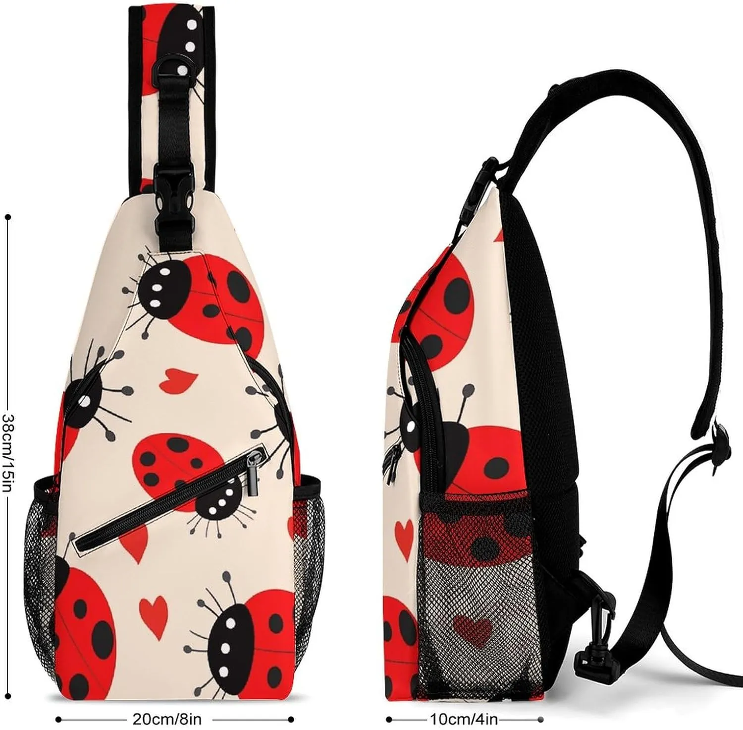 Lightweight Chest Bag Crossbody Bag Ladybug Sling Backpack for Women Men Sports Travel