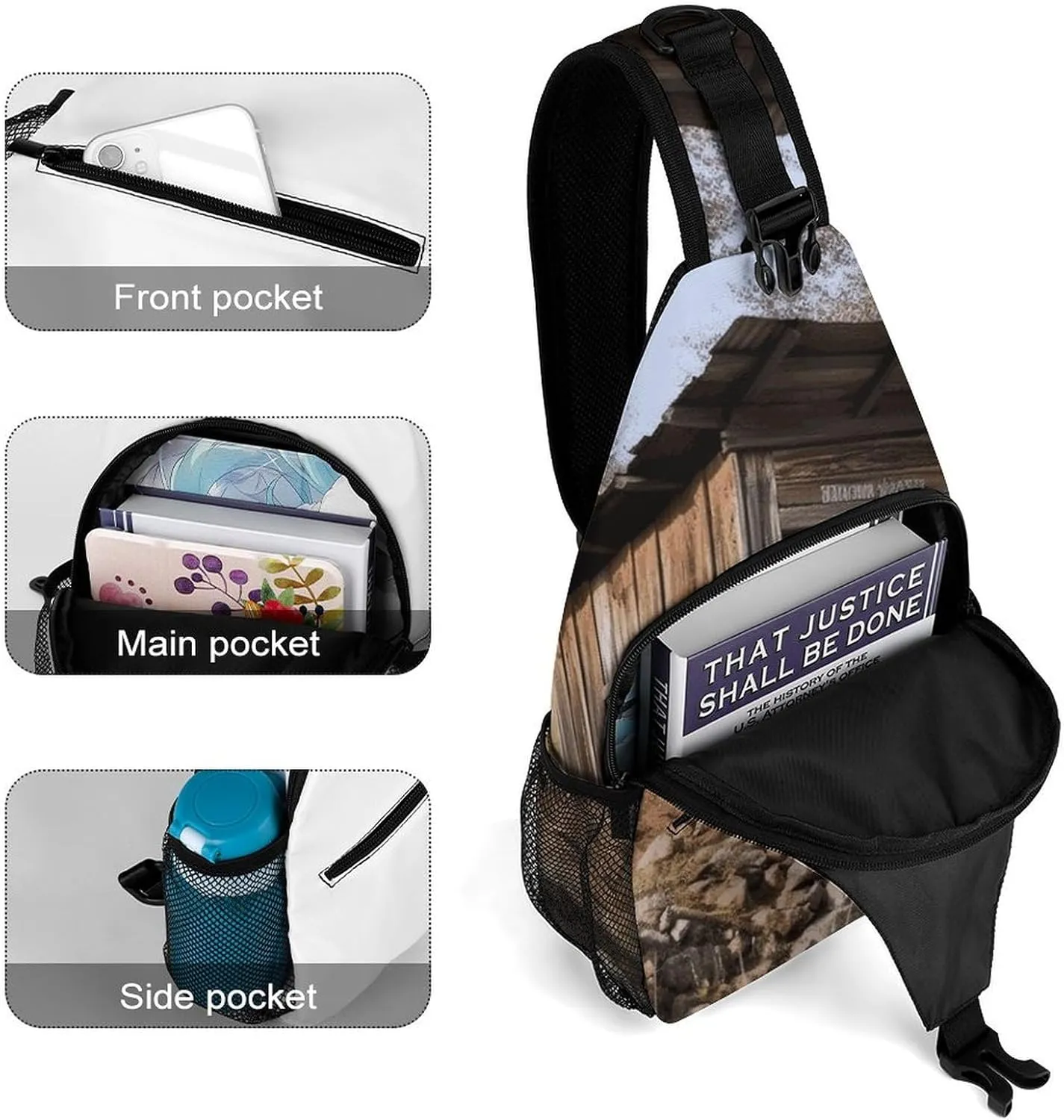 Lightweight Chest Bag Crossbody Bag Old Ancient Outhouse Sling Backpack for Women Men Sports Travel