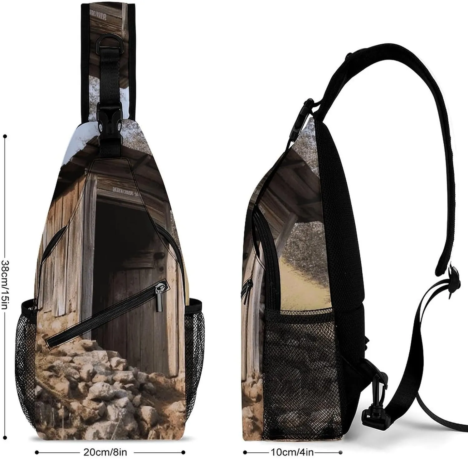 Lightweight Chest Bag Crossbody Bag Old Ancient Outhouse Sling Backpack for Women Men Sports Travel