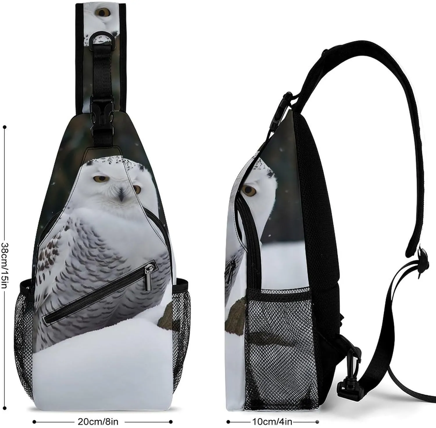 Lightweight Chest Bag Crossbody Bag Snow Owl Sling Backpack for Women Men Sports Travel