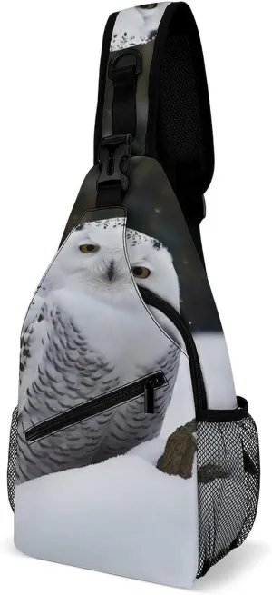 Lightweight Chest Bag Crossbody Bag Snow Owl Sling Backpack for Women Men Sports Travel