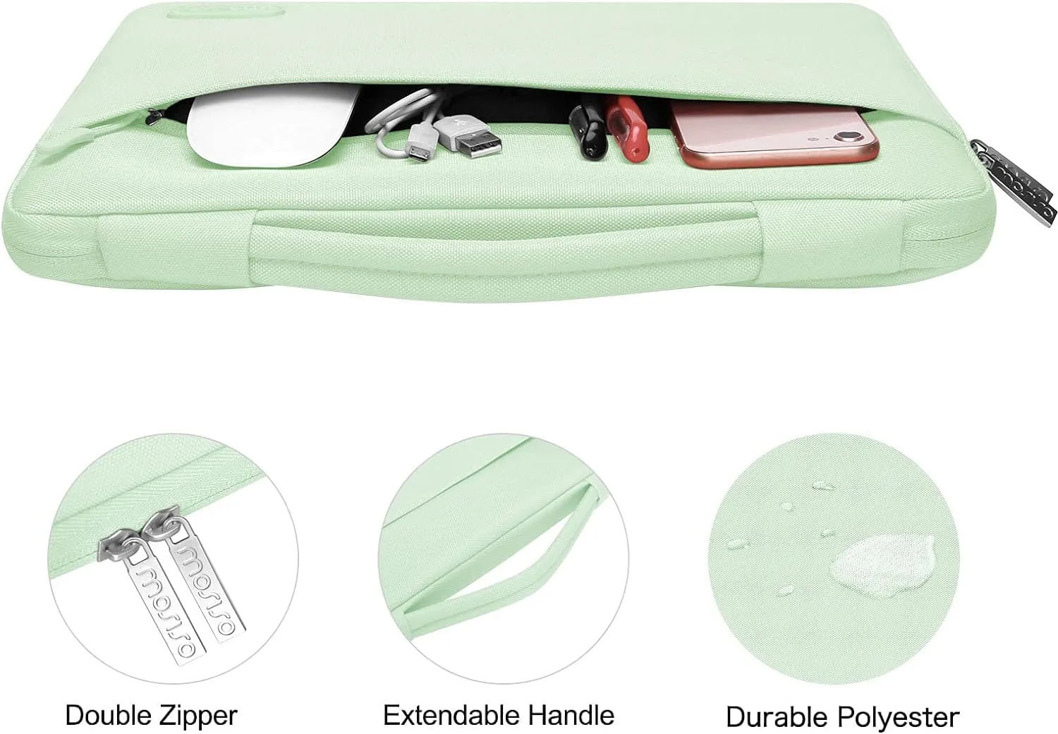 MOSISO Compatible with MacBook Air 13 inch Case (A1369 A1466, Older Version 2010-2017 Release), Plastic Hard Shell Case & Sleeve Bag & Keyboard Cover & Webcam Cover & Screen Protector, Honeydew Green