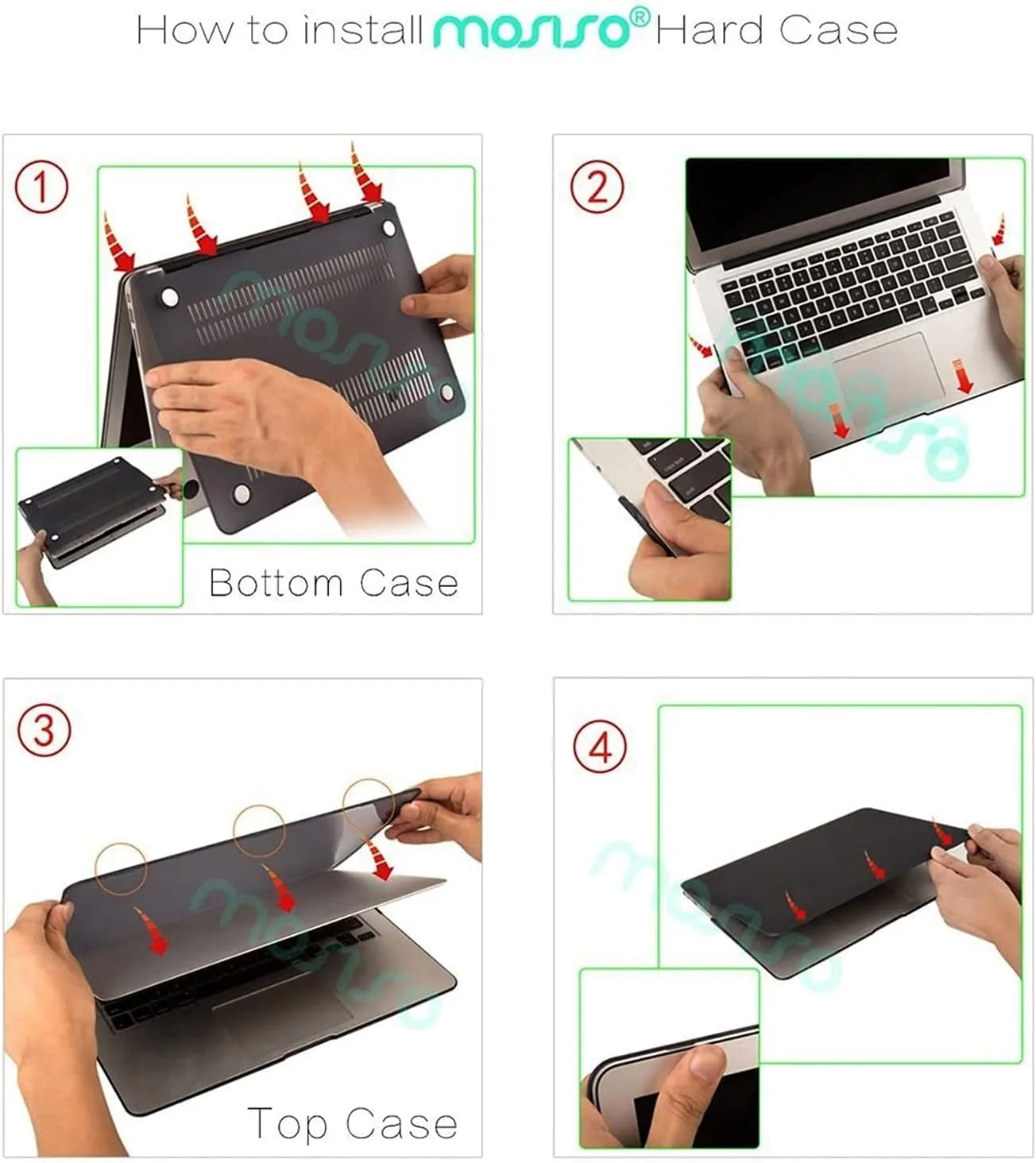MOSISO Compatible with MacBook Air 13 inch Case (A1369 A1466, Older Version 2010-2017 Release), Plastic Hard Shell Case & Sleeve Bag & Keyboard Cover & Webcam Cover & Screen Protector, Mint Green