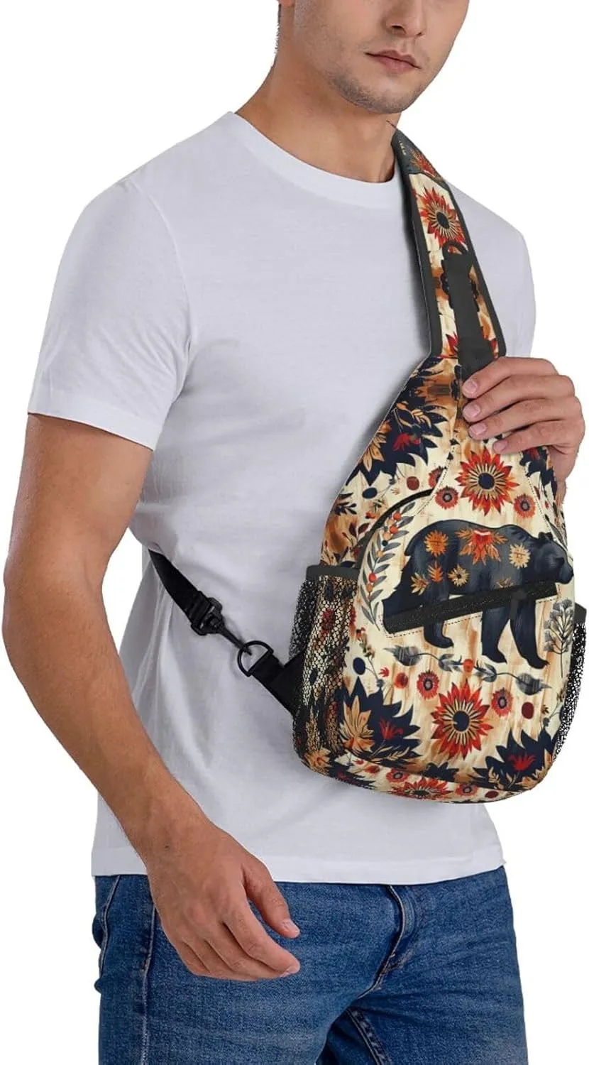 Native American Indian Sling Backpack Chest Bag Crossbody Shoulder Bag Gym Cycling Travel Hiking Daypack For Men Women