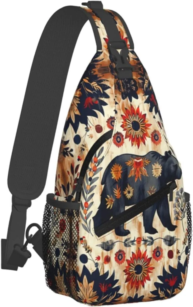 Native American Indian Sling Backpack Chest Bag Crossbody Shoulder Bag Gym Cycling Travel Hiking Daypack For Men Women