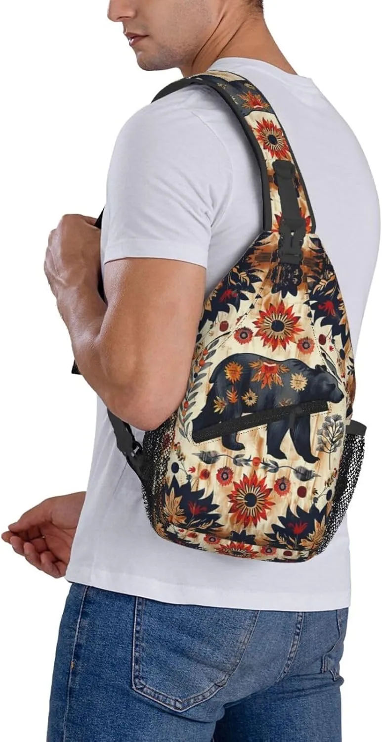 Native American Indian Sling Backpack Chest Bag Crossbody Shoulder Bag Gym Cycling Travel Hiking Daypack For Men Women