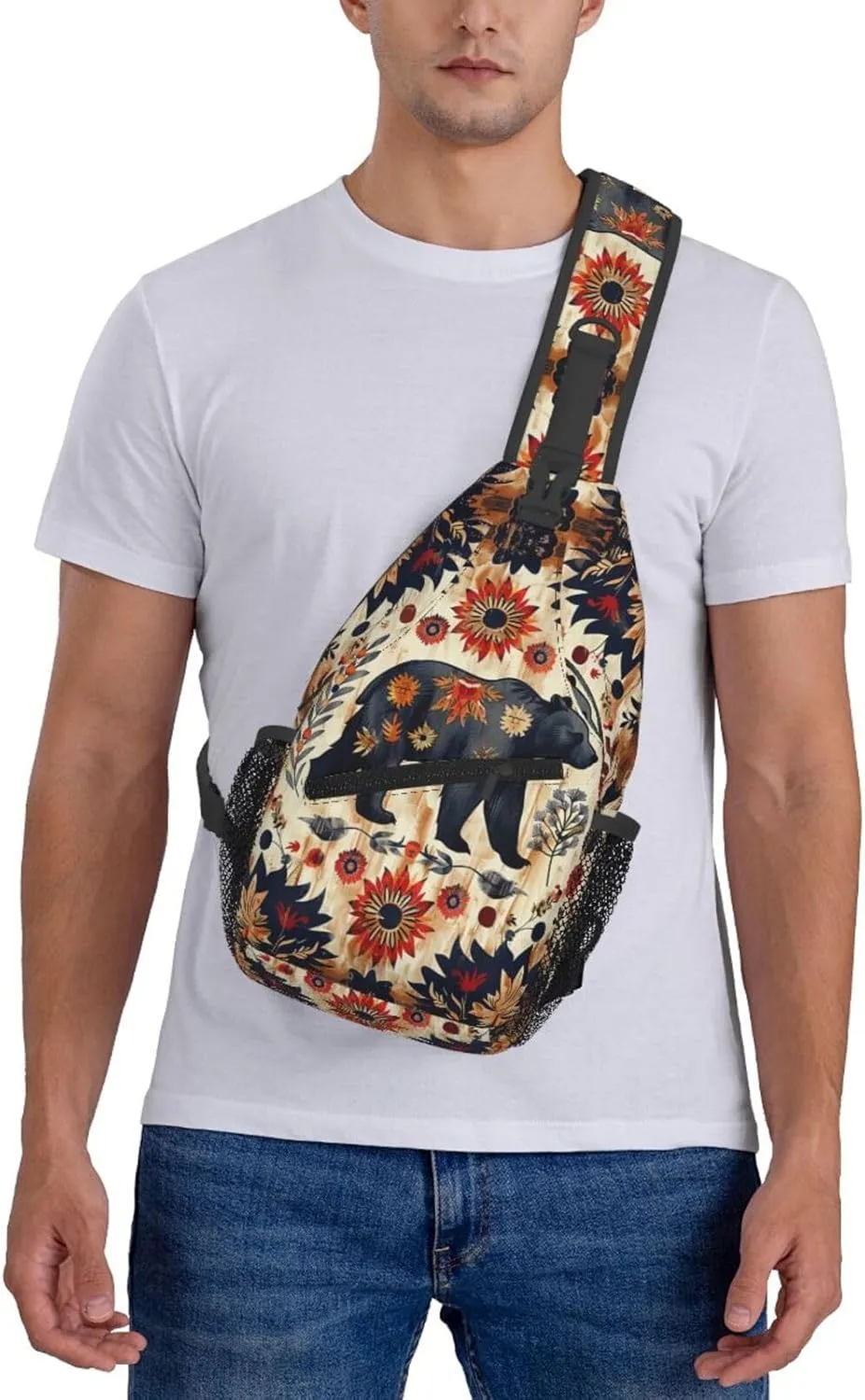 Native American Indian Sling Backpack Chest Bag Crossbody Shoulder Bag Gym Cycling Travel Hiking Daypack For Men Women