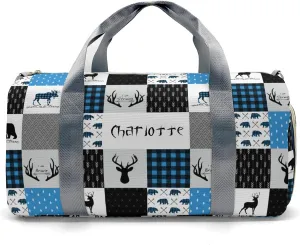 Personalized Gift Duffel Bag Woodland Deer Bear Plaid Travel in Style: Trendy Bags for Sport and Leisure
