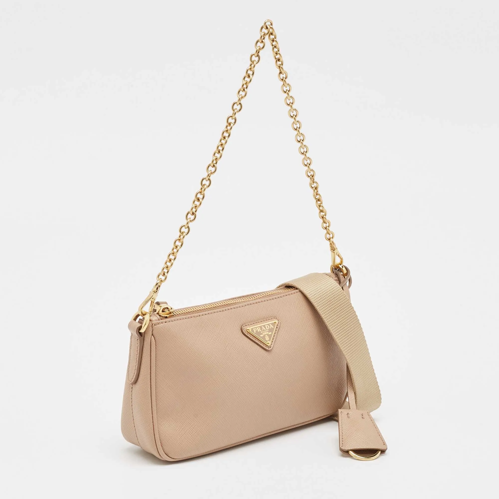 Prada Beige Saffiano Lux Leather Re-Edition 2000 Bag