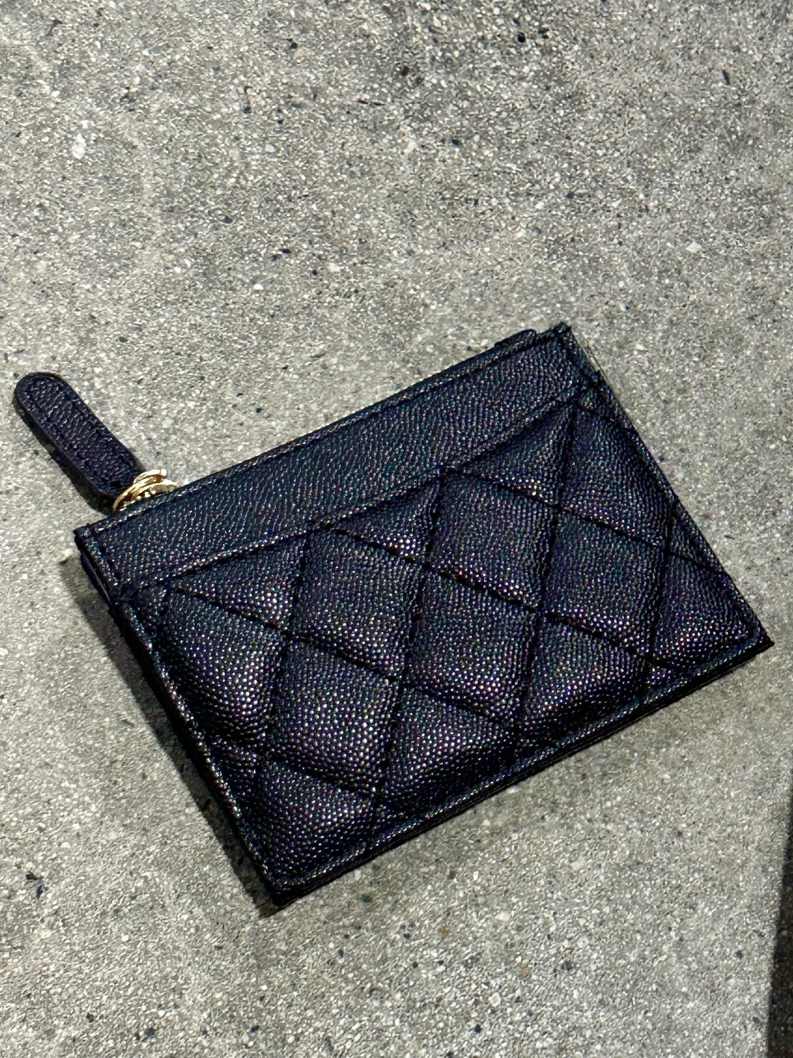 Quilted Card Wallet in Black