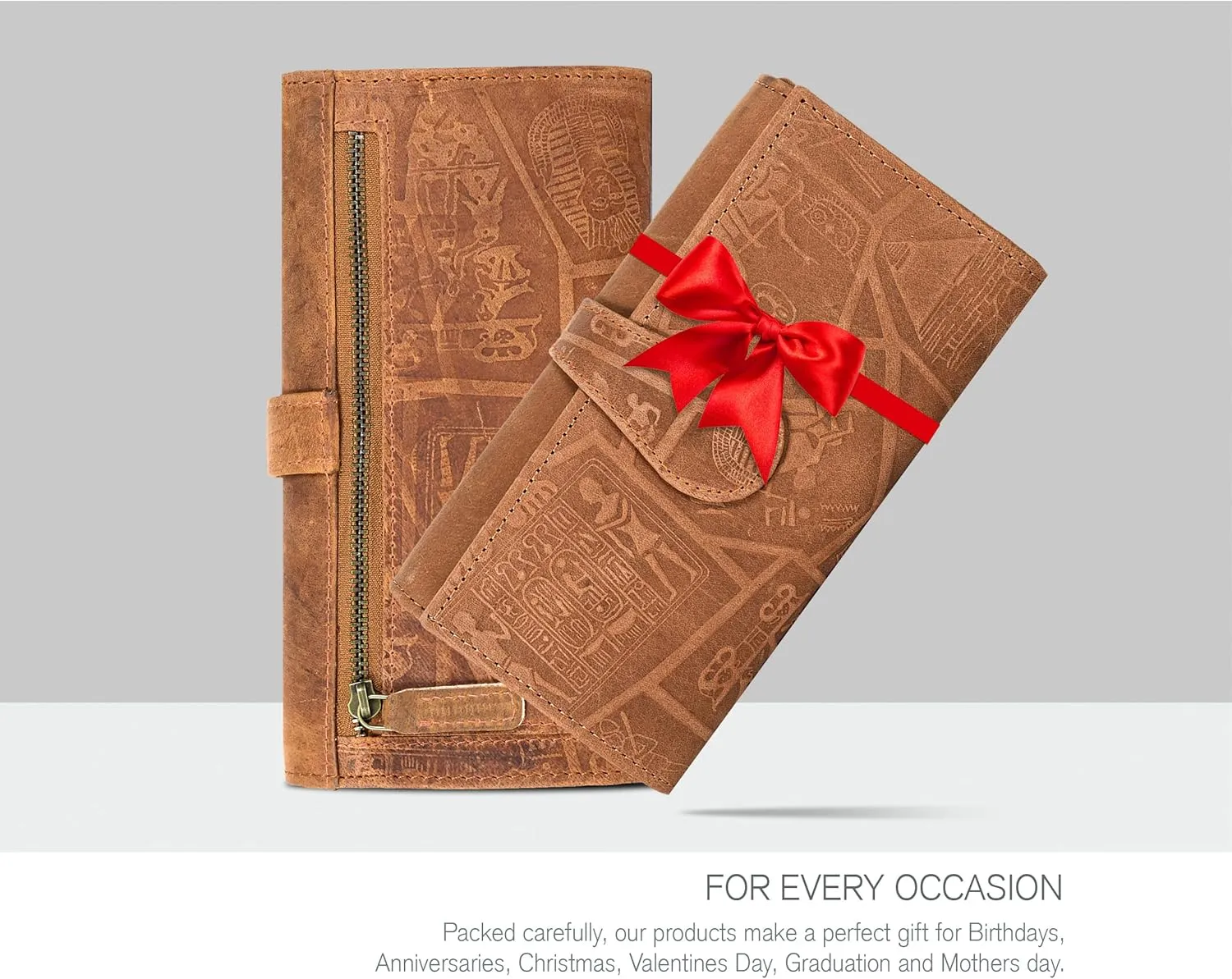 Real Leather Women Wallet Leather with RFID Blocking -Trifold Card Holder Designer Ladies Clutch with ID Window Wallets