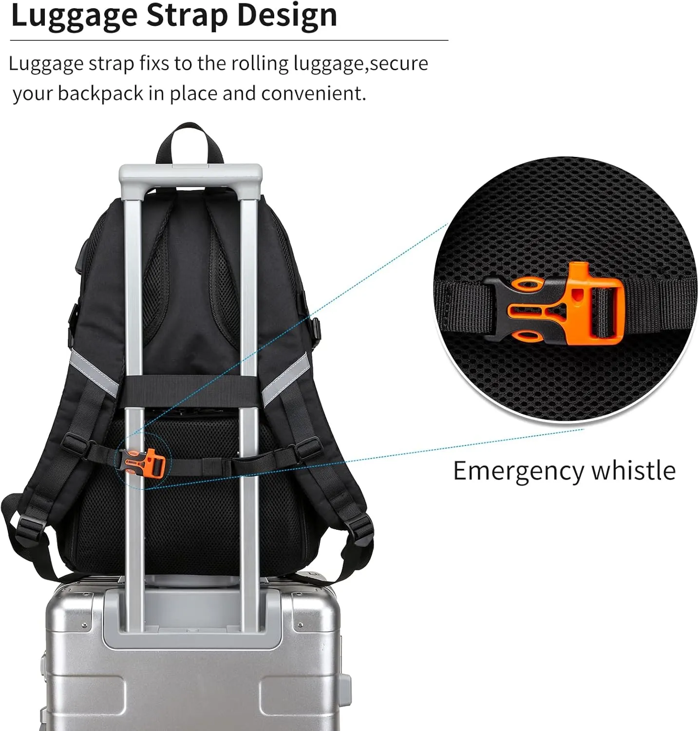 Skateboard Backpack, Laptop Backpack with USB Charging Port, RFID Anti-Theft Lock, Waterproof Fabric, Fits up to 15.6 Inch Laptop, for Business Travel Men (Black)
