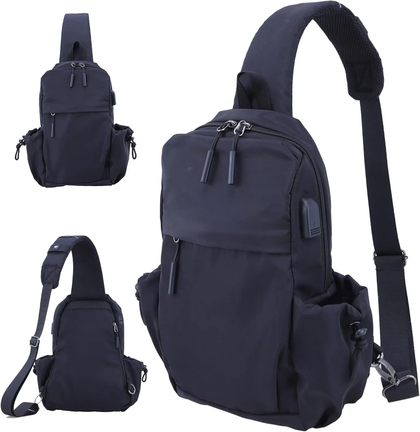 Sling Bag Crossbody Bag Sling Backpack for Men Women, Shoulder Bag Chest Crossbody Bag for Men, Lightweight Waterproof Sling Bag for Men Women USB Charging Port Travel Hiking