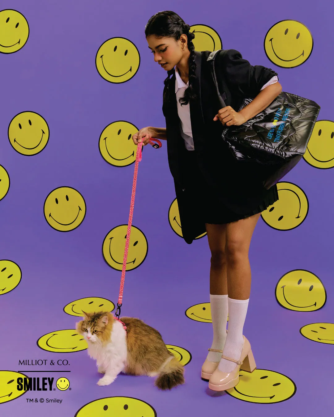 Smiley Weekend Tiny Furry Friends Pet Carrier Totebag (Black)