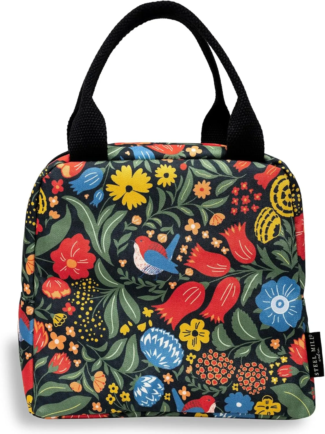 Steel Mill & Co Insulated Lunch Tote Bag for Women, Large Capacity Cooler Lunch Box, Cute Lunch Bag for Adults, Mini Cooler with Zipper Closure, Pockets, and Sturdy Handles (Wanderlust)