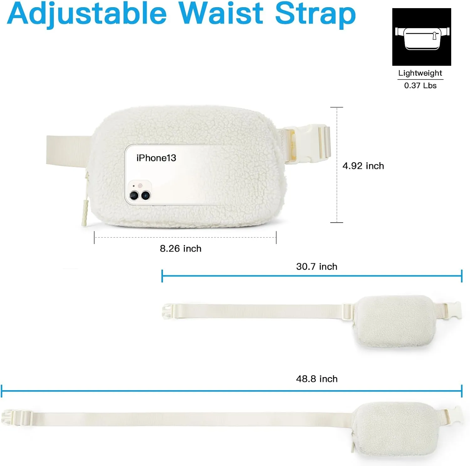 Telena Belt Bag for Women Men Fashionable Crossbody Fanny Pack for Women Trendy Waist Bag with Adjustable Strap Fleece Beige