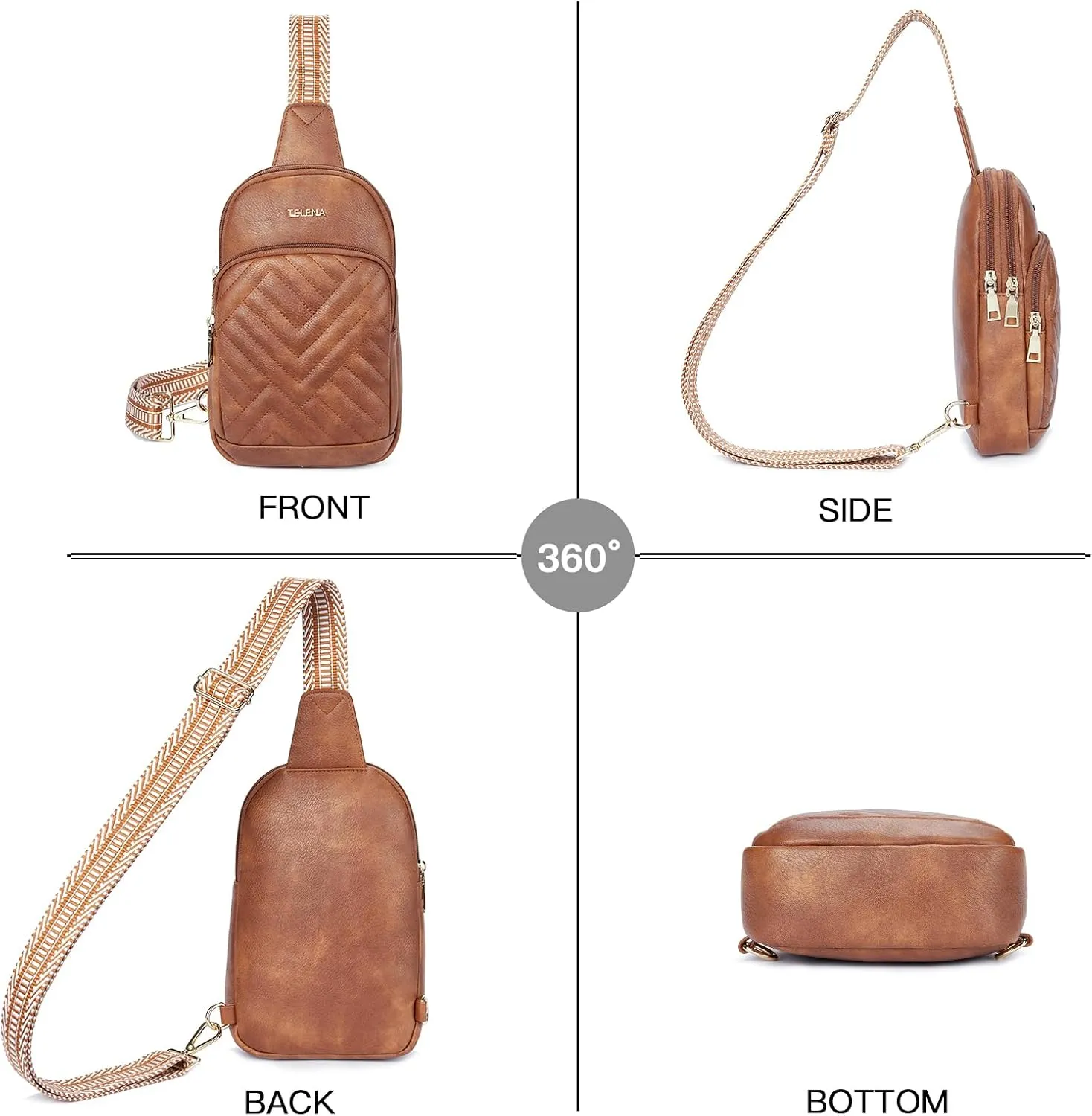 Telena Large Sling Bag Crossbody Bags for Women Fanny Packs Cross Body with Adjustable Strap