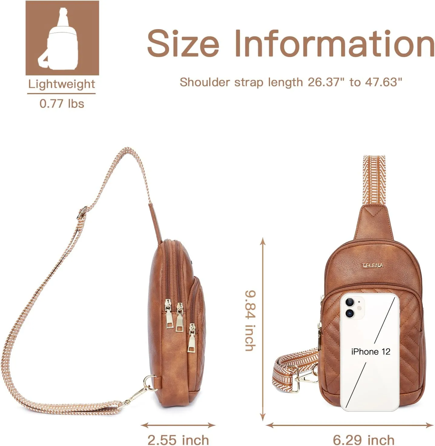 Telena Large Sling Bag Crossbody Bags for Women Fanny Packs Cross Body with Adjustable Strap