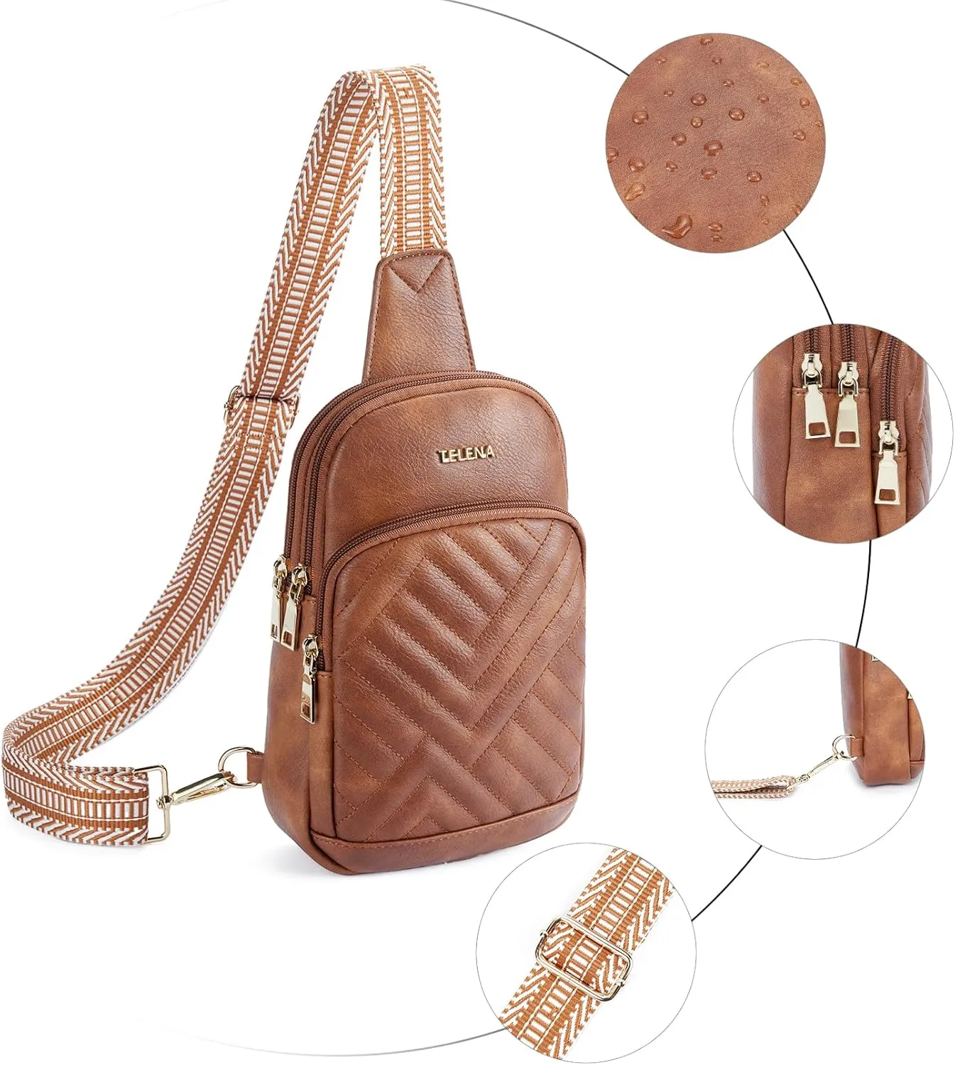 Telena Large Sling Bag Crossbody Bags for Women Fanny Packs Cross Body with Adjustable Strap