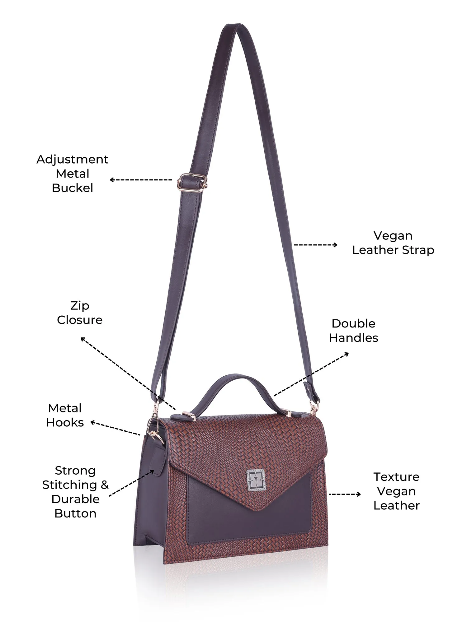 TEXAS Cobalt Women’s Vegan Leather Bowler Sling Bag | Stylish Crossbody Sling Bag for Office, College & Casual Outings