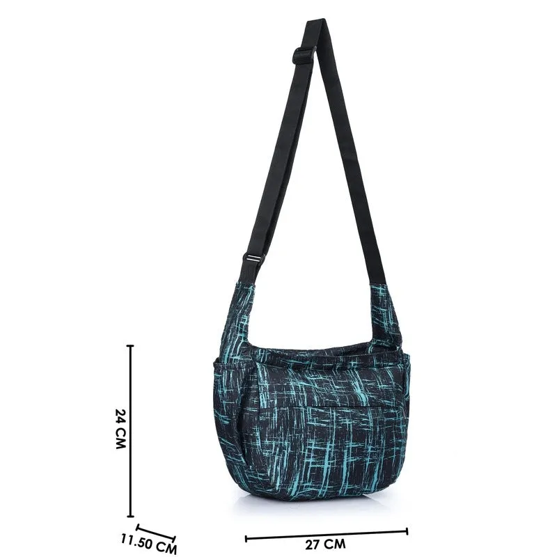 THE CLOWNFISH Crossbody Sling Bag - Adjustable Strap, Stylish Design | Casual Printed | 7.4L | Green
