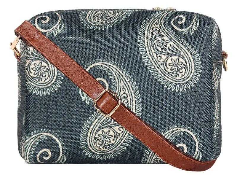 THE CLOWNFISH Isla Printed Handicraft Fabric Crossbody Sling bag for Women Casual Party Bag Purse with Adjustable Shoulder Strap for Ladies College Girls (Multicolour-Diamond Design)