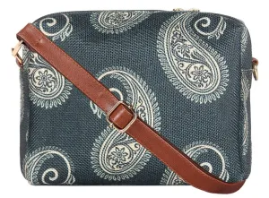 THE CLOWNFISH Isla Printed Handicraft Fabric Crossbody Sling bag for Women Casual Party Bag Purse with Adjustable Shoulder Strap for Ladies College Girls (Multicolour-Diamond Design)
