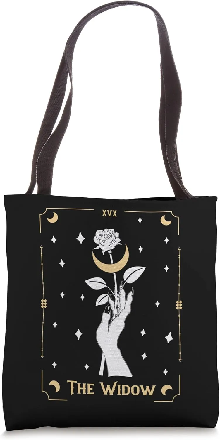 The Widow Tarot Card Witch Hand Crescent Moon Widow Tarot Tote Bag