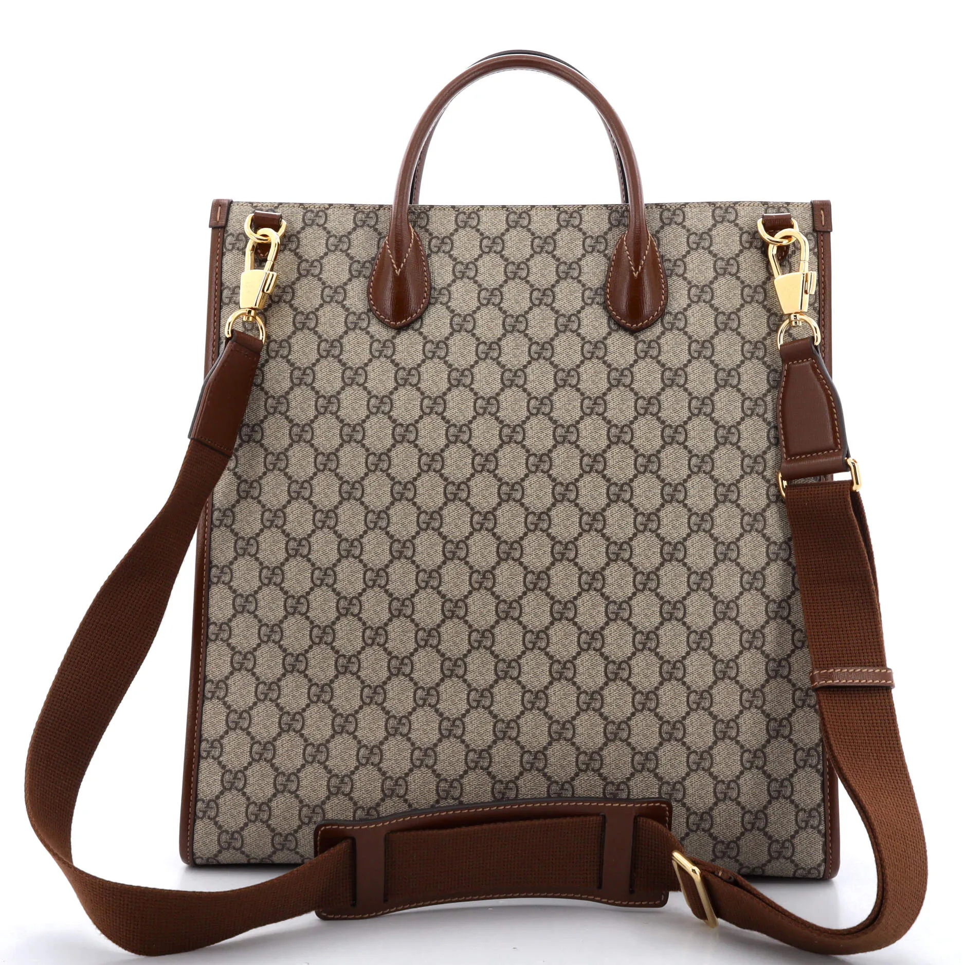 Vertical Structured Top Handle Open Tote GG Coated Canvas Medium