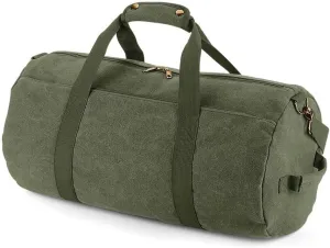 Vintage Canvas Barrel Bag BG655 - Sports gym Duffle Bag Travel Holdall - Vintage Military Green