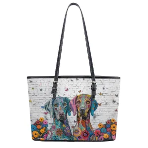 Weimaraner Original Floral Dog Art Durable Zipper Handbag