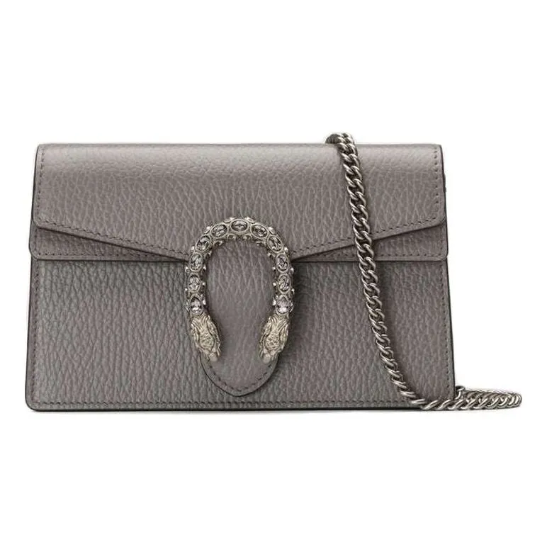 (WMNS) GUCCI Dionysus Tiger Head Leather Chain Shoulder Messenger Bag Mini Gray Classic