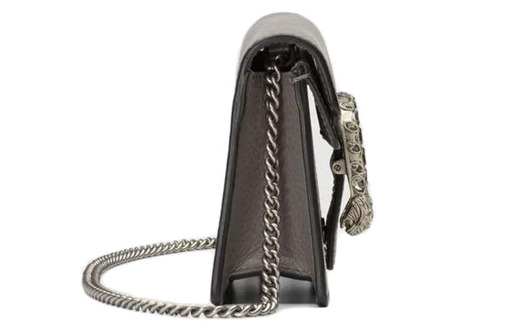 (WMNS) GUCCI Dionysus Tiger Head Leather Chain Shoulder Messenger Bag Mini Gray Classic