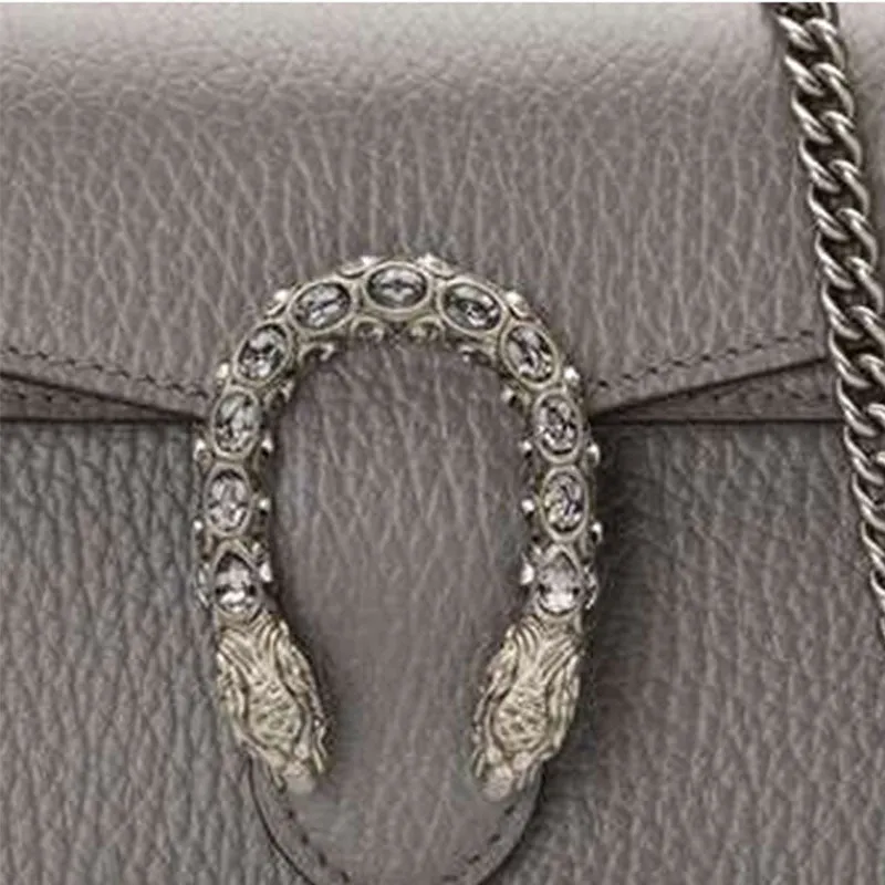 (WMNS) GUCCI Dionysus Tiger Head Leather Chain Shoulder Messenger Bag Mini Gray Classic