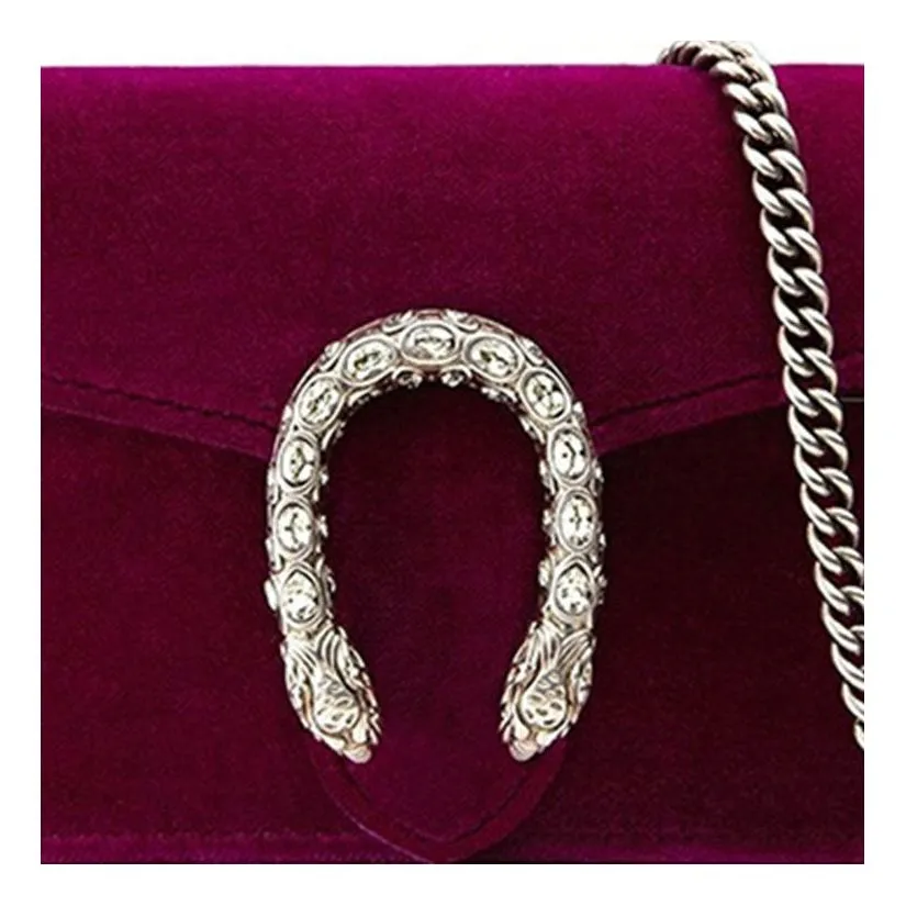 (WMNS) GUCCI Dionysus Tiger Head Velvet Chain Shoulder Messenger Bag Mini Red Classic
