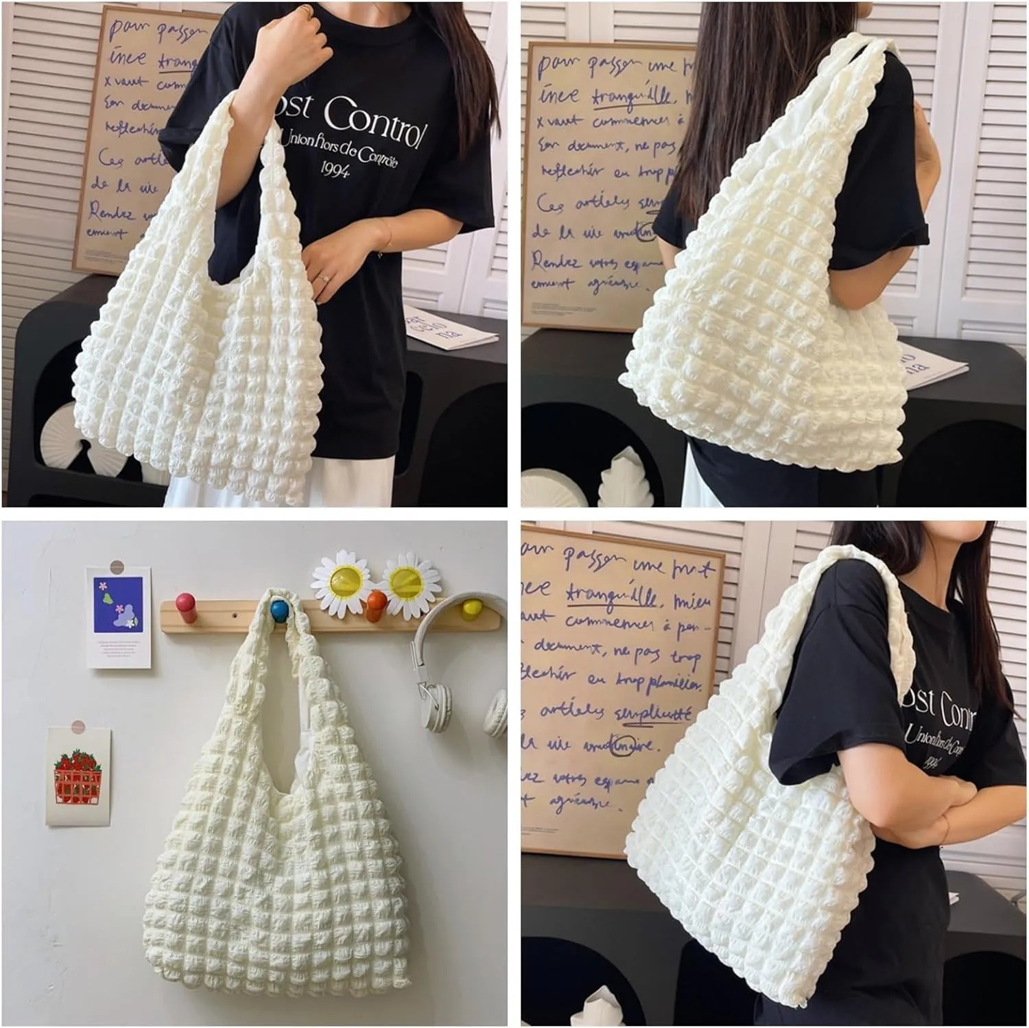 Women's Wave Cloud Canvas Tote Bag - Boho Lightweight Beach Bag for Everyday Casual Style