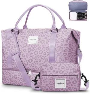 WOOMADA Weekender Overnight Bag for Women, Shoulder Travel Duffel with Shoes Compartment,Gym Bag with Toiletry Bag