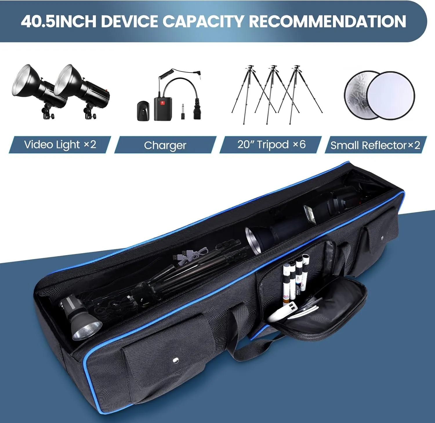 YOREPEK Tripod Carrying Case Bag 40.5", Resistant Light Stand Bag with 2 Protective Pads, Photo Studio Equipment Case fit Tripods Manfrotto, Monopods, Speaker Stands, Umbrellas, Accessories, Travel